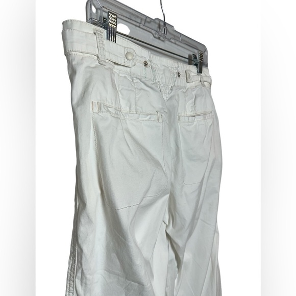 Anthropologie Hei Hei Wide Leg Cropped White Pants Size 30 Tall Boho Costal - Picture 2 of 9